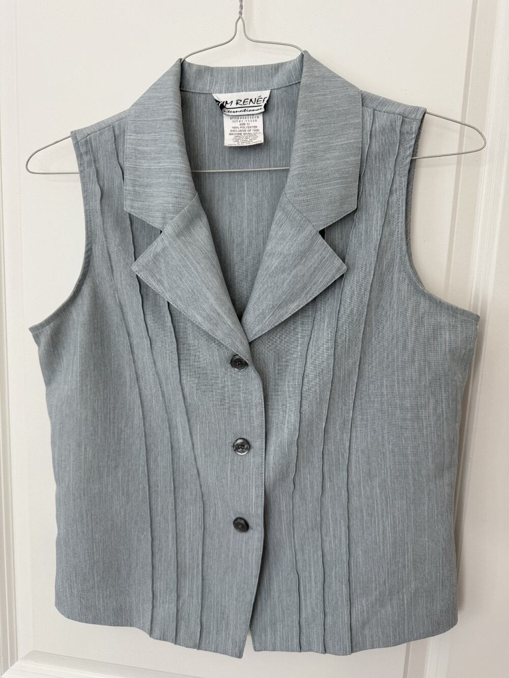 Kim Renee International Vest Size 12 Gray 3 button Vintage